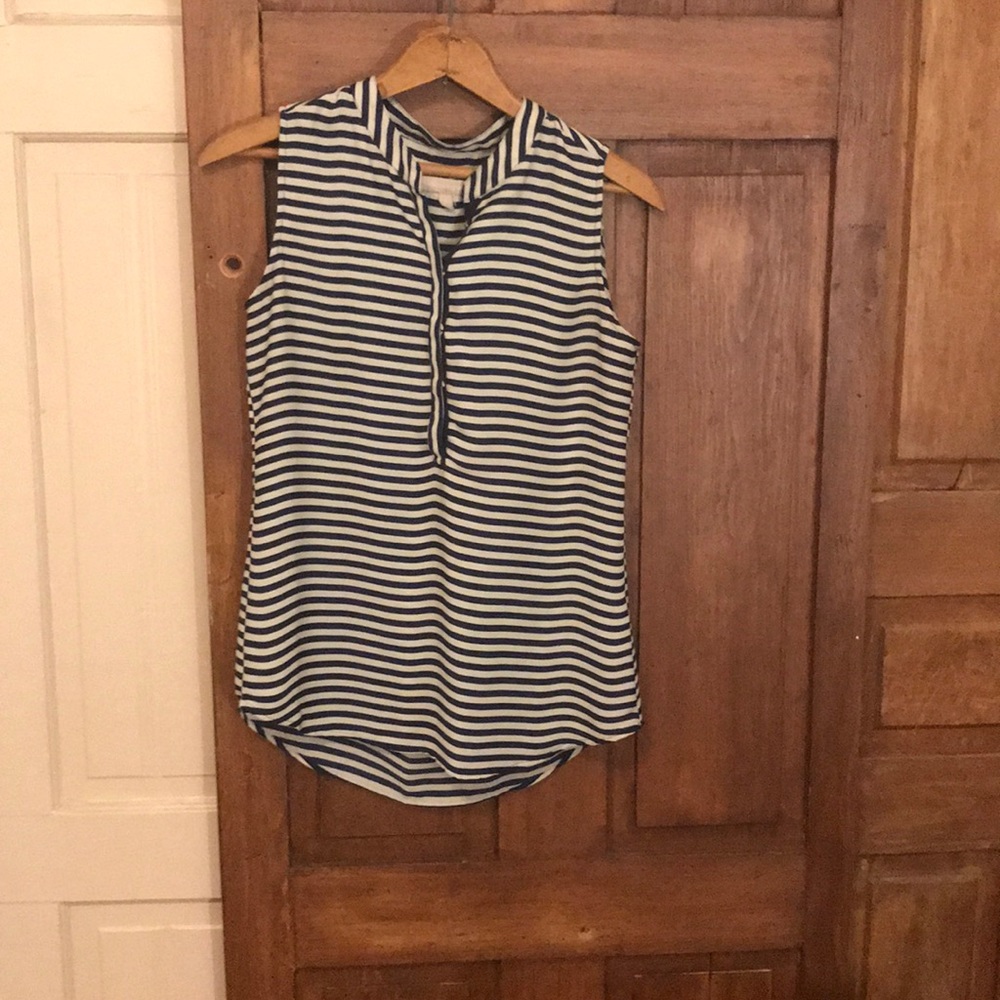 Silk, blue and white striped Banana Republic shirt